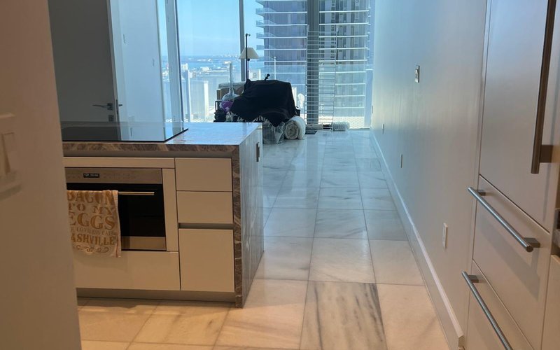 Missoni Baia kitchen with Brickell skyline view